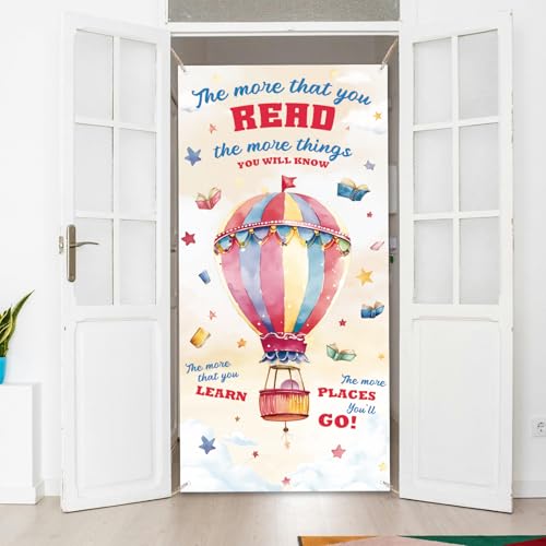 arricraft 1 x Lese-Kunstwerk Polyester Türabdeckung, Bibliotheks-Heißluftballon-Muster, Hintergrund, Banner, Tür, Veranda, Schild, Fotografie-Hintergrund für Schule, Veranda, Heimdekoration, Zubehör arricraft 1 x Lese-Kunstwerk Polyester Türabdeckung, Bibliotheks-Heißluftballon-Muster, Hintergrund, Banner, Tür, Veranda, Schild, Fotografie-Hintergrund für Schule, Veranda, Heimdekoration, Zubehör von arricraft