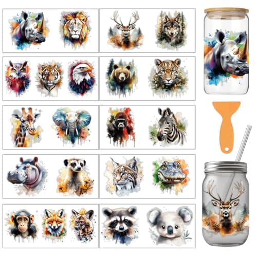 arricraft 10 Stück PVC Transferaufkleber Mit Wildtiermotiv Öl Wald Tier Muster UV Wasserdicht Tasse Aufkleber Kit Für 16 oz Gläser Fenster Home Cup Druck Dekoration arricraft 10 Stück PVC Transferaufkleber Mit Wildtiermotiv Öl Wald Tier Muster UV Wasserdicht Tasse Aufkleber Kit Für 16 oz Gläser Fenster Home Cup Druck Dekoration von arricraft