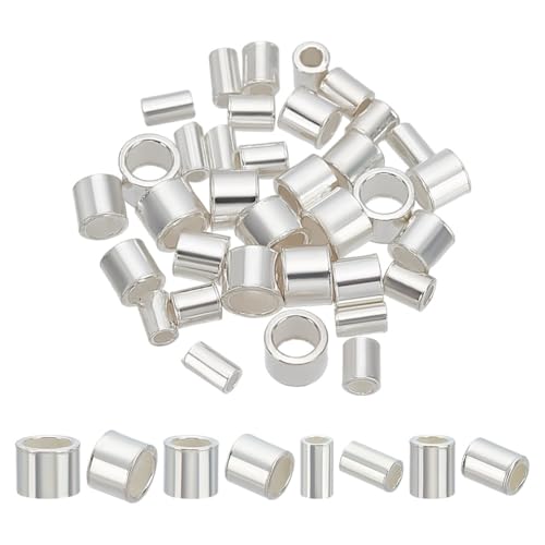 arricraft 100 Stück 925 Sterling Silber Quetschröhrchen Perlen 4 Größe Säulen Crimp Charms Perlen Kordel Endkappen Metallstopper Perle Für Die Herstellung von Ohrringen Halsketten Und Armbändern von arricraft