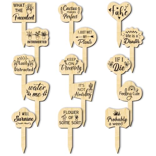arricraft 15 Stück Lustige Pflanzenmarkierungen Aus Holz Pflanzenetiketten Mit Der Aufschrift „Water Me I Will Survive“ Witzige Gartenstecker In Herz Wolken Und Knochenform Gartenanhänger von arricraft