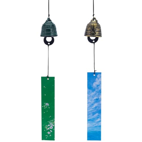 arricraft 2 Stück 2 Farben Gusseisen Traditionelles Glücks Windspiel Klein Windfänger Aus Metall Im Vintage Stil Japanische Glockenform Zum Aufhängen Für Den Außenbereich Garten Balkon Segen Hängende von arricraft