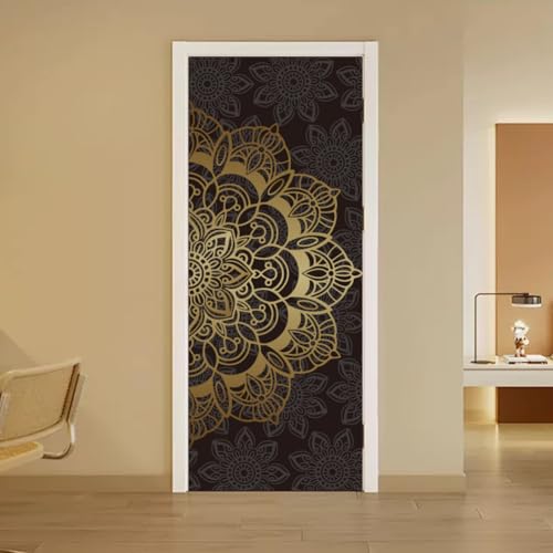 arricraft 2 Stück Selbstklebende Türaufkleber 31.5"X78.7" Mandala Muster Tür Wandbilder Aufkleber Floral PVC Tür Abnehmbare Tapete Dekoration Für Schlafzimmer Wohnzimmer von arricraft