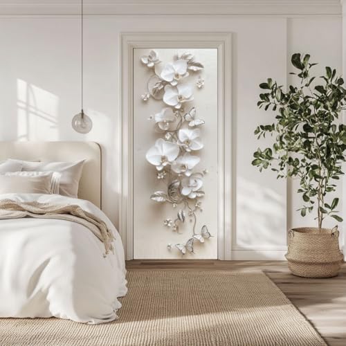 arricraft 2 Stück Selbstklebender Türaufkleber 80cm X 200cm /31.5"X78.7" 3D Blumen Schmetterling Tür Wandbilder Aufkleber PVC Tür Abnehmbare Tapete Dekoration Für Schlafzimmer Wohnzimmer arricraft 2 Stück Selbstklebender Türaufkleber 80cm X 200cm /31.5"X78.7" 3D Blumen Schmetterling Tür Wandbilder Aufkleber PVC Tür Abnehmbare Tapete Dekoration Für Schlafzimmer Wohnzimmer von arricraft