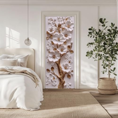 arricraft 2 Stück Selbstklebender Türaufkleber 80cm X 200cm /31.5"X78.7" 3D Blumen Und Goldener Zweig Tür Wandbilder Aufkleber PVC Tür Abnehmbare Tapete Dekoration Für Schlafzimmer Wohnzimmer arricraft 2 Stück Selbstklebender Türaufkleber 80cm X 200cm /31.5"X78.7" 3D Blumen Und Goldener Zweig Tür Wandbilder Aufkleber PVC Tür Abnehmbare Tapete Dekoration Für Schlafzimmer Wohnzimmer von arricraft