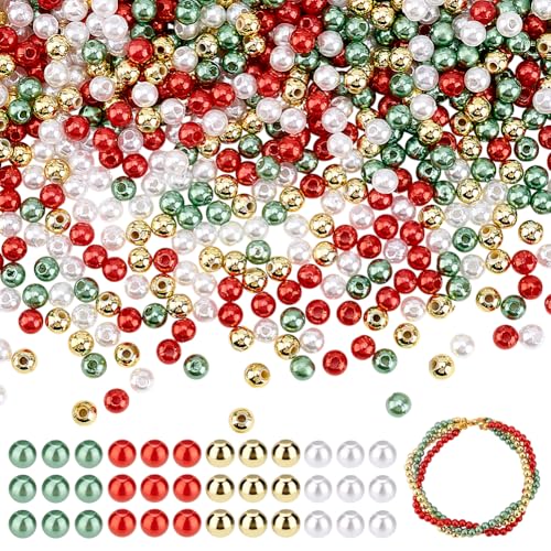 arricraft 2000 Stück Weihnachtsperlen 4mm Runde Kunstperlen Aus Acryl Rot Grün Gold Und Weiß Lose Abstandsperlen Kleine Perlen Zur Schmuckherstellung DIY Bastelohrringe arricraft 2000 Stück Weihnachtsperlen 4mm Runde Kunstperlen Aus Acryl Rot Grün Gold Und Weiß Lose Abstandsperlen Kleine Perlen Zur Schmuckherstellung DIY Bastelohrringe von arricraft