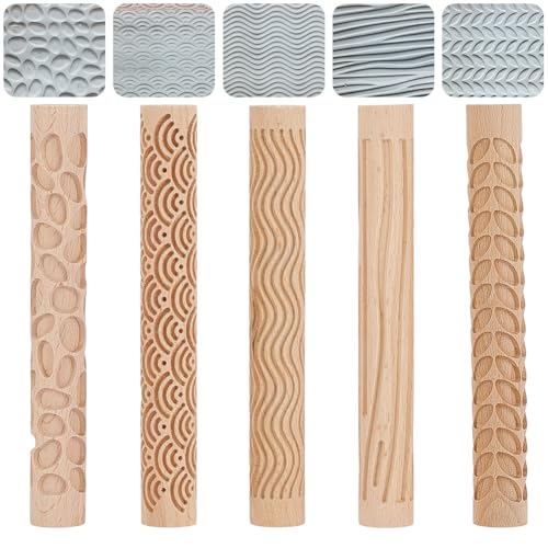 arricraft 5 Stück Töpferwerkzeuge Mit Holzgriff 5 Stile Meereswellen Kräuselmuster Präge Karo Rollen Ton Modellier Muster Rollen Für Die Herstellung von DIY Handwerkskeramik Pasta Und Keramik arricraft 5 Stück Töpferwerkzeuge Mit Holzgriff 5 Stile Meereswellen Kräuselmuster Präge Karo Rollen Ton Modellier Muster Rollen Für Die Herstellung von DIY Handwerkskeramik Pasta Und Keramik von arricraft