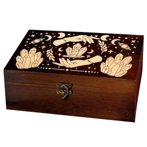 arricraft Aufbewahrungsbox Aus Holz Für Andenken 1 Stück Mysterious Hands Tarotbox Aus Kiefernholz Mit Mondphasen Kristall Und Eingraviertem Muster Zur Aufbewahrung von Schmuckbrettern Zum Jahrestag arricraft Aufbewahrungsbox Aus Holz Für Andenken 1 Stück Mysterious Hands Tarotbox Aus Kiefernholz Mit Mondphasen Kristall Und Eingraviertem Muster Zur Aufbewahrung von Schmuckbrettern Zum Jahrestag von arricraft