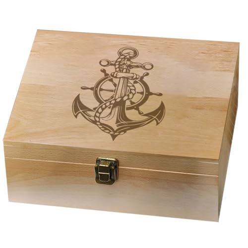 arricraft Erinnerungsbox Aus Holz Mit Ankermotiv Knotenbox Aus Metall Mit Klappdeckel Und Schloss Dekorative Aufbewahrungsbox Versteckbox Für Foto Brief Souvenir Schmuck 7.6x9.6x4(5) cm von arricraft