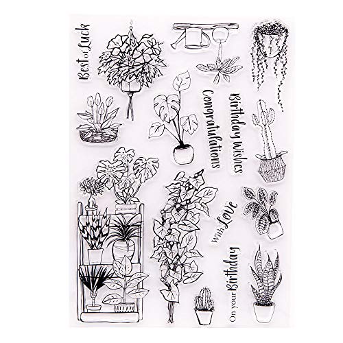 DIY Your Garden Topfpflanzen Lilie Kaktus Schlange Pflanze Geburtstag Wünsche Glückwunsch Gummistempel Transparente Stempel für Kartengestaltung Dekoration und DIY Scrapbooking von arriettycraft