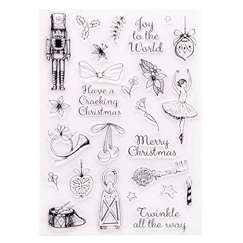 Freude an die Welt Frohe Weihnachten Ornament Kugeln Ballett Mädchen Beerenzweig Gummistempel Klare Stempel für Weihnachten Kartenherstellung Dekoration und DIY Scrapbooking Gummistempel zum Basteln von arriettycraft