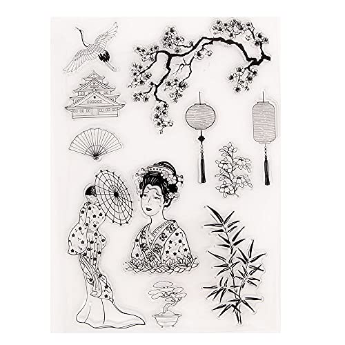 arriettycraft Chinesischer japanischer Retro-Stil für Damen, Laterne, Kranichturm, Bambus, transparent, für Kartengestaltung, Dekoration und DIY Scrapbooking arriettycraft Chinesischer japanischer Retro-Stil für Damen, Laterne, Kranichturm, Bambus, transparent, für Kartengestaltung, Dekoration und DIY Scrapbooking von arriettycraft