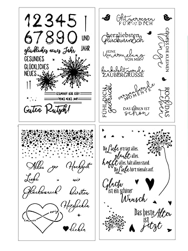 arriettycraft Clear Stamps Transparente Stempel Sets Herzliebsten Gludewunsch Löwenzahn Gluck Schoner Wunsch Newes Jahr Liebe Grußverse Phrase Wörter Gefühl (set 1) von arriettycraft