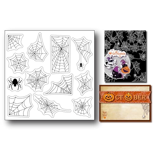 arriettycraft Halloween-Spinnennetz-Stempel für Kunstjournale oder Kartenherstellung, Halloween-Spinnen, Silikon, klare Stempel, Dichtungen für Kartenherstellung, DIY, Scrapbooking, Papierbasteln, von arriettycraft