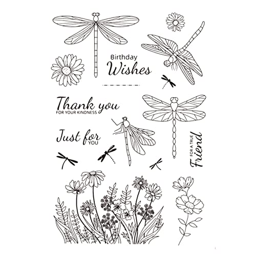 arriettycraft Libelle Blumen Silikon-Stempel für Scrapbooking Transparente Siegel Silikonsiegel für Kartenherstellung Dekoration und DIY Sammelalbum von arriettycraft