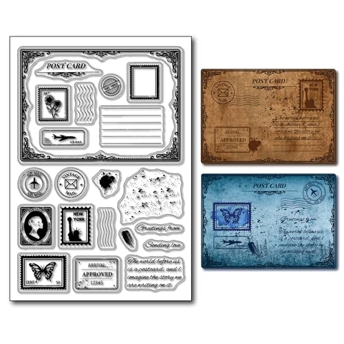 arriettycraft Postkartenrahmen, transparente Stempel für Kunstjournale, Poststempel, Luftpost, transparente Silikonstempel für Scrapbooking, Journaling, Papierbasteln von arriettycraft