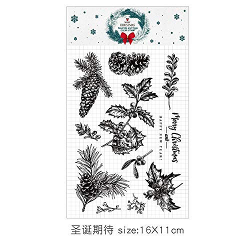 arriettycraft Stempel mit Aufschrift "Merry Christmas Leaves Decors", Gummi, transparente stempel, für Sammelalben, Fotodekorationen, Kartengestaltung von arriettycraft