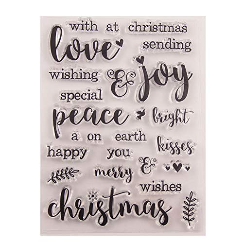 arriettycraft Transparente Gummi-Stempel mit Aufschrift „Merry Christmas Love Joy Peace“, für Sammelalben, Fotodekorationen, Kartengestaltung von arriettycraft