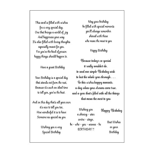 arriettycraft Transparente Stempel für Kartenherstellung und Journaling, Vers, Silikonstempel "Happy Birthday", Gummistempel zum Basteln, Scrapbooking von arriettycraft
