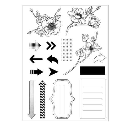 arriettycraft Transparente Stempel mit Blumenpfeilspitze für Kartenherstellung oder Tagebuch, Etikettenrahmen, Silikon-Gummistempel für Scrapbooking, Kunstzeitschriften, Papier, Basteln, Dekoration von arriettycraft