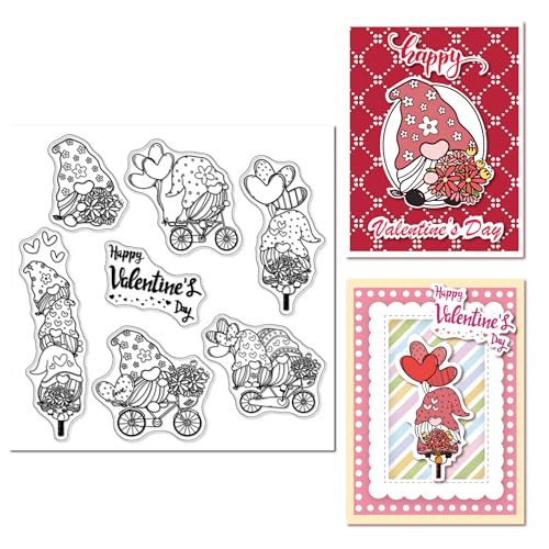 arriettycraft Valentine Gnomes Clear Stamps Set for Card Making or Journaling, Valentine's Day Gnomes Flowers Silicone Stamps for Journals Scrapbooking Paper Crafts Decoration von arriettycraft