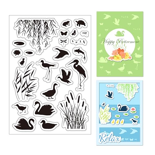 arriettycraft Weed Willow Transparente Stempel Schwan Ente Vögel Silikon Gummi Stempel Dichtungen für Karten Herstellung Scrapbooking Tagebuch Album Dekoration Papier Handwerk von arriettycraft