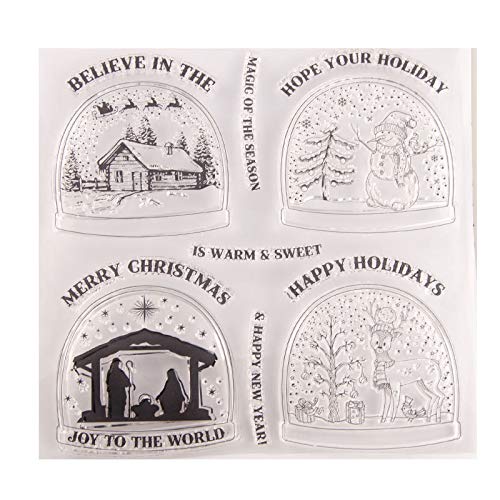 arriettycraft Weihnachten Neujahr Clear Stamps Schneekugel Schneemann Weihnachtsbaum Silikon Stempel Kartenherstellung Dekoration und DIY Scrapbooking von arriettycraft