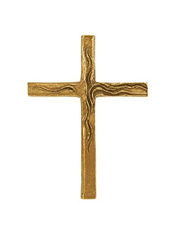 ars liturgica Modernes Stabkreuz mit Ornament aus Bronze. Dieses Wandkreuz deutet hin, auf das Wasser das Leben spendet. 14,0 x 10,0 cm von ars liturgica