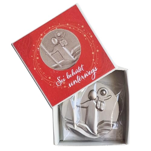 ars liturgica Christophorus Medaille Silber Farben - Sei behütet unterwegs - Schutzheiliger als Auto-Plakette in Einer hübschen Geschenkschachtel. von ars liturgica