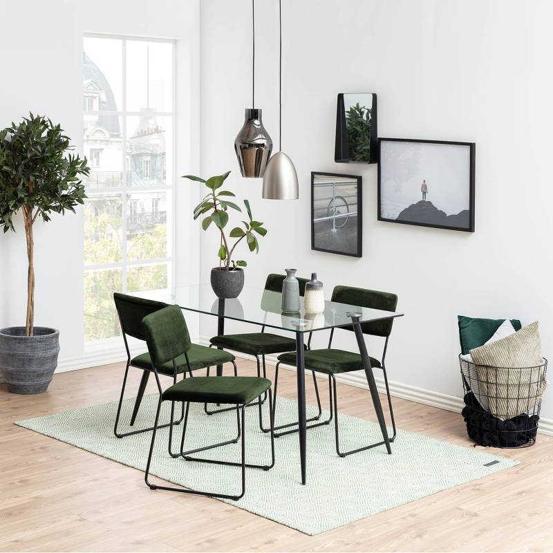 home24 Esszimmerstuhl Paulista 2er-Set 50 x 80 x 54cm Grün/Tannengrün von home24