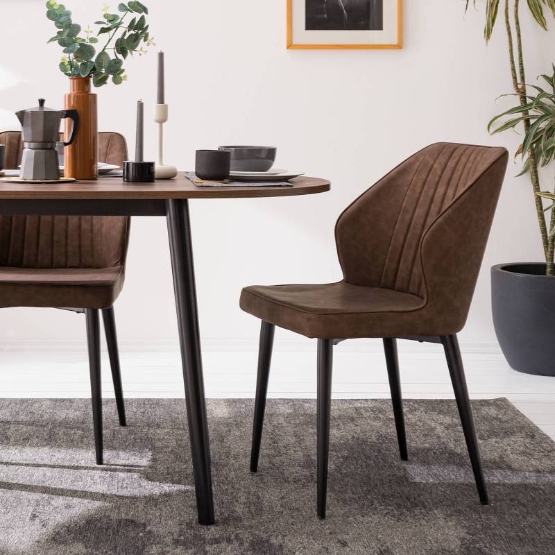 home24 Esszimmerstuhl Watson 2er-Set 49 x 84 x 61cm Braun/Vintage Braun von home24