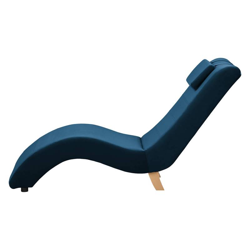 home24 Relaxliege Sandon II Blau/Marineblau Samt Ravi 160 x 86cm von home24
