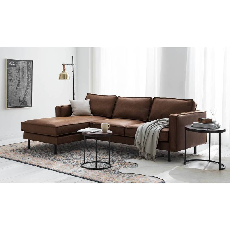 ars manufacti Ecksofa Fort Dodge 2-Sitzer Braun Kunstleder 240x81x164 cm von kollected