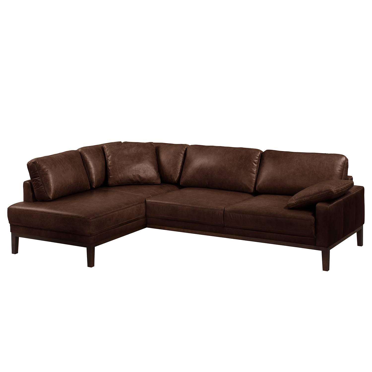 ars manufacti Ecksofa Horley Dunkelbraun Echtleder 250x76x171 cm von kollected