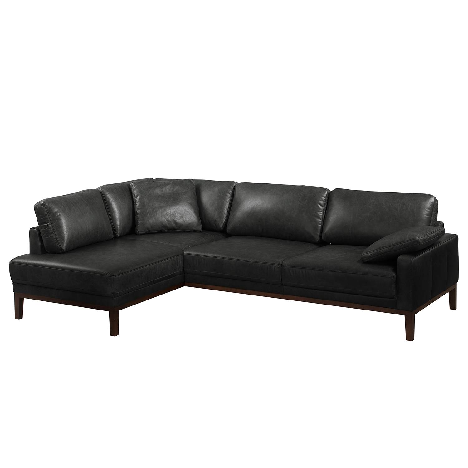 ars manufacti Ecksofa Horley Schwarz Echtleder 250x76x171 cm von kollected