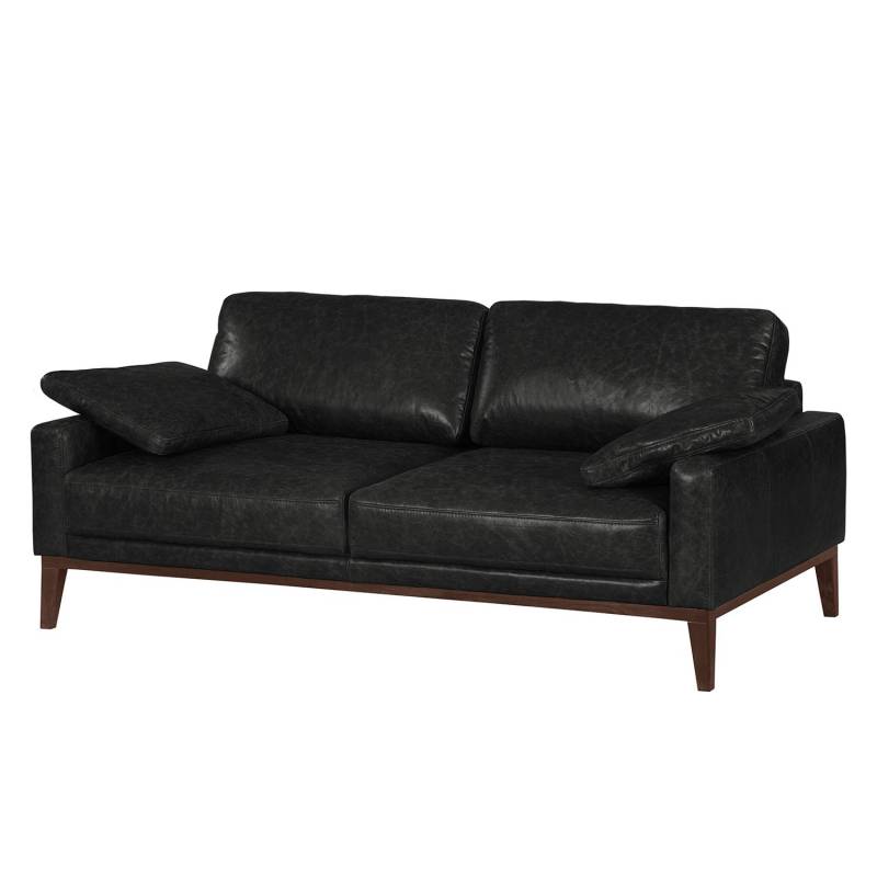 ars manufacti Sofa Horley 2-Sitzer Schwarz Echtleder 176x76x94 cm von kollected