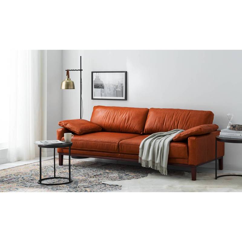 ars manufacti Sofa Horley 3-Sitzer Vintage Cognac Echtleder 212x76x94 cm von kollected