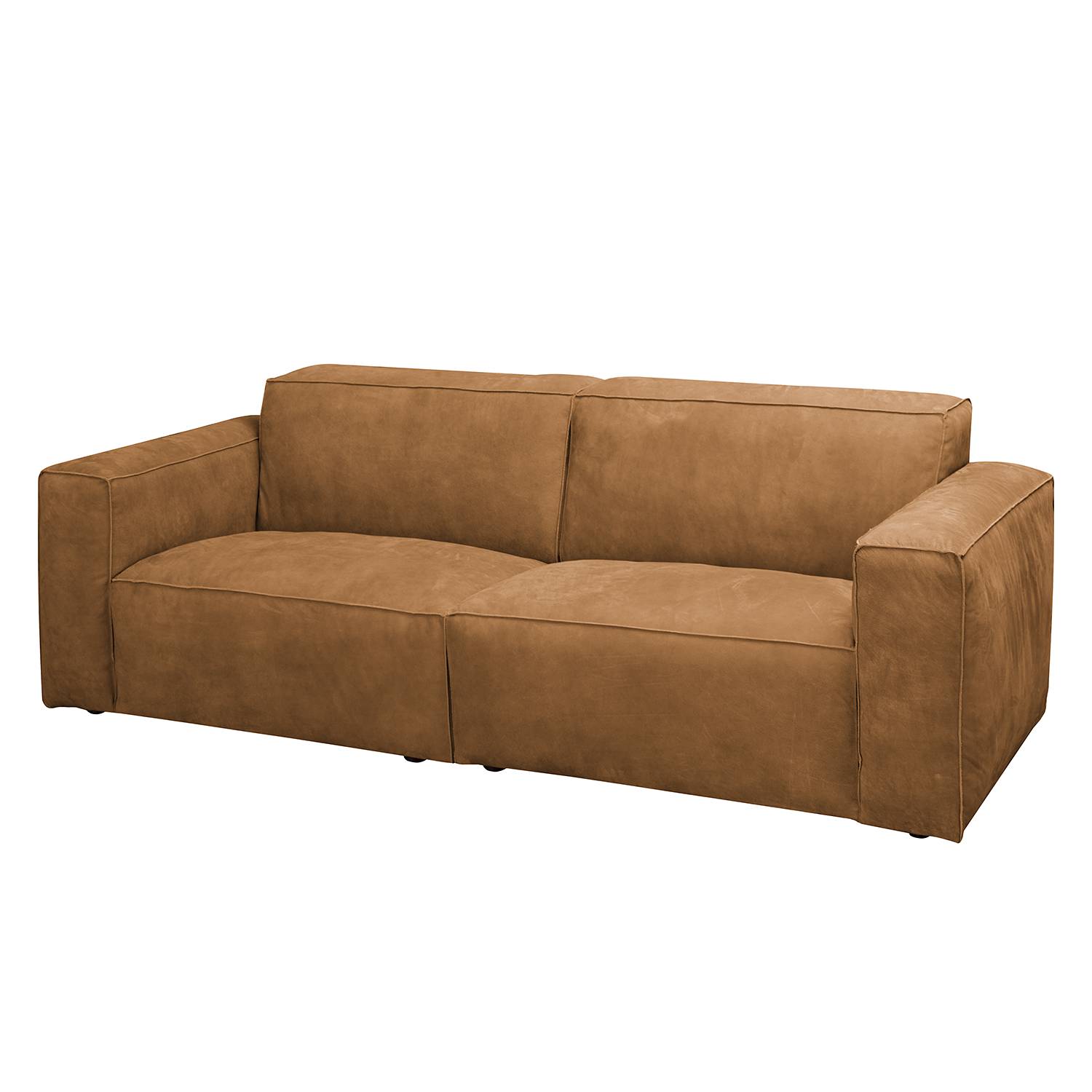 ars manufacti Sofa Manchester 2-Sitzer Cognac Echtleder 192x73x96 cm (BxHxT) Industrial von kollected