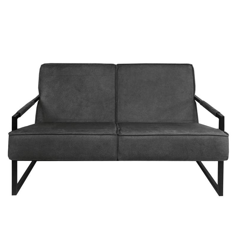 home24 Sofa Manchester IV 2-Sitzer Grau/Dunkelgrau Webstoff 125 x 74 x 82cm Industrial von home24