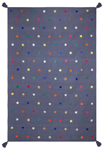 Art for Kids Rug-Navy Stars-Cotton and Leather Beautiful and Durable-2, Mehrfarbig von art Kids
