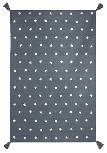 Art For Kids Hochwertiger Teppich mit grauen Sternen aus Baumwolle und Leder, schön und langlebig, in 2 Größen erhältlich von Art For Kids