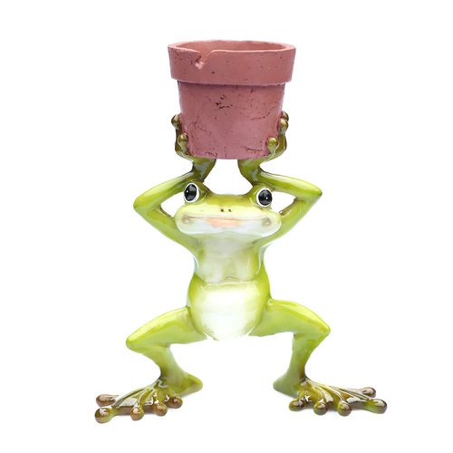 Deko Frosch mit Topf, Pflanztopf Dekofigur Frosch, Froschfigur, Übertopf von art decor