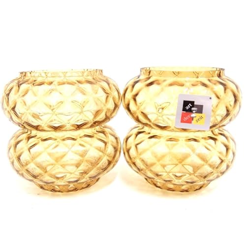 Lampenschirm 130 120 41 mm 2x Glas gelb getönt Waben Windlicht 2er Set Paar Lampenschirm 130 120 41 mm 2x Glas gelb getönt Waben Windlicht 2er Set Paar von art der zeit