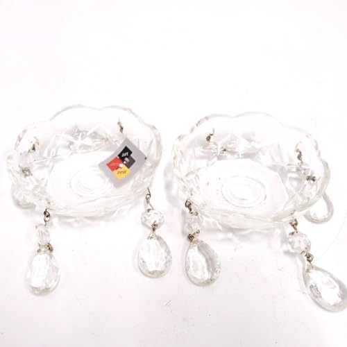 art der zeit Tropfenschale Kristall Glas Behang Prismen 2x Lüsterschale Bobèche Wachsfänger von art der zeit