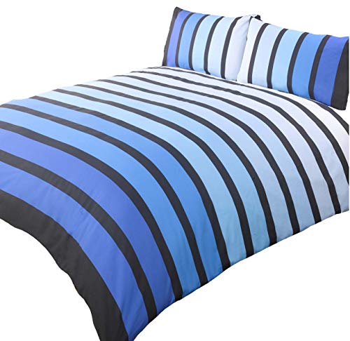 art Soho Blau gestreiftes Bettwäsche-Set, für Einzelbett, blau von art