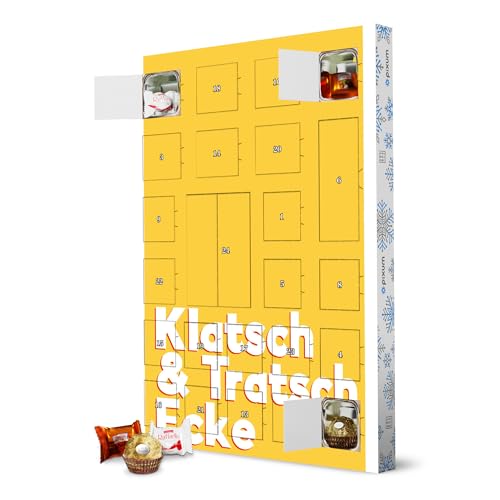 Adventskalender XXL mit Pralinen von Ferrero Klatsch und Tratsch Ecke gelb artboxONE Adventskalender Typografie von artboxONE