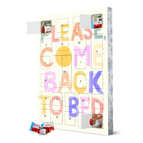 Adventskalender XXL mit Produkten von Kinder® Bitte komm zurück ins Bett artboxONE Adventskalender Typografie von artboxONE