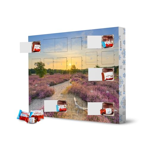 Adventskalender XXL mit Produkten von Kinder® Blühende Heide im Abendlicht artboxONE Adventskalender Natur von artboxONE