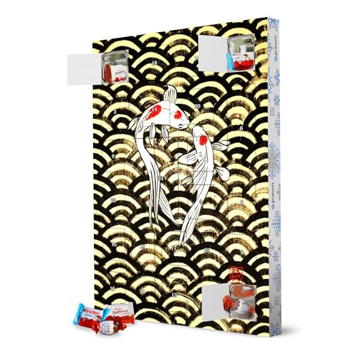 Adventskalender XXL mit Produkten von Kinder® Koi auf Holz artboxONE Adventskalender Tiere von artboxONE
