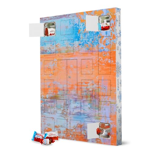 Adventskalender XXL mit Produkten von Kinder® Pinselstriche Beton-Ästhetik artboxONE Adventskalender Natur von artboxONE