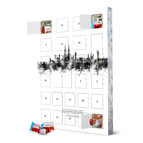 Adventskalender XXL mit Produkten von Kinder® Regensburg Deutschland Skyline BW artboxONE Adventskalender Städte von artboxONE